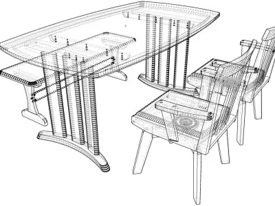 Dining set 4 seat 3D model