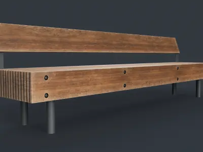 Modern Outdoor Bench 53 PBR Game Ready  Low-poly 3D model
