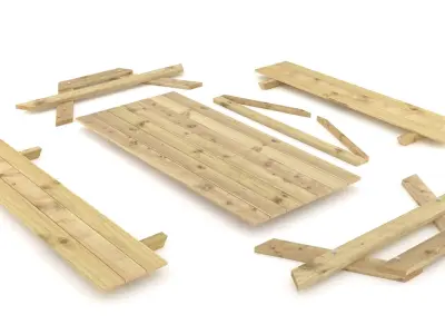 Picnic Table Low-poly 3D model