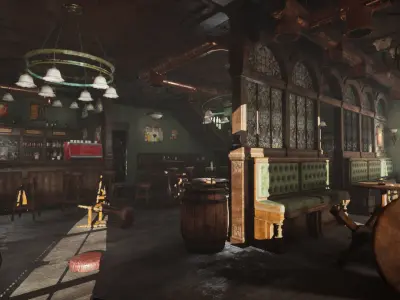 Abandoned Irish Pub Low-poly 3D model