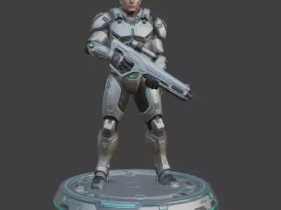 Futuristic Cyber Soldier 3D Model For 3D Printing 3D print model