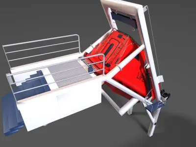  Lifeboat with Full Frame Complete Exterior and Interior Low-poly 3D model