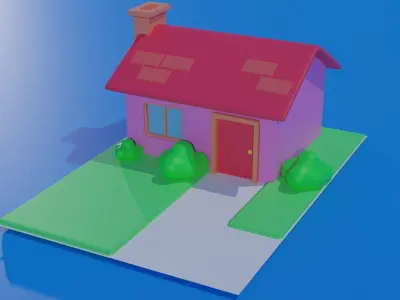 3D Cute Cartoon House Low-poly 3D model
