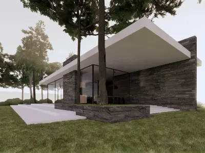 Modern House Exterior Scene 3D model purchase