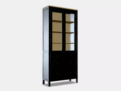 HEMNES Glass door cabinet with 3 drawers Low-poly 3D model