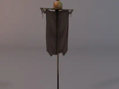 Skull banner Low-poly 3D model