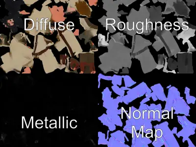 Medieval Wanderer Character Model  Rigged and Animated Low-poly 3D model