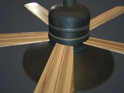 Retro Ceiling Fan With Lamp PBR Gamre Ready Low-poly 3D model