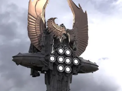 Floating Angel monolith Sci-fi Biblical Ship 3D model
