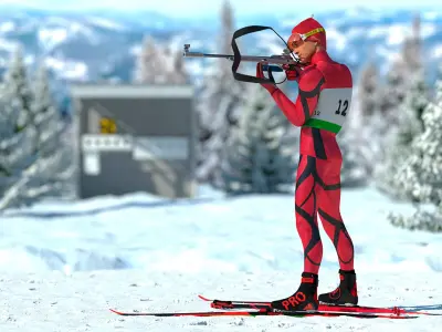  Biathlon Skier Athlete Rigged 
