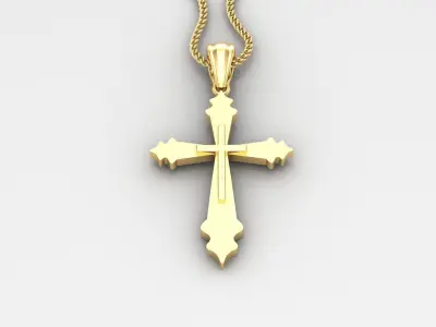 Light Gold 18K Cross Pendant 2CP034 3D print model
