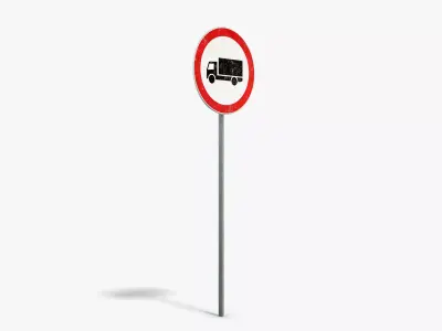 No Trucks Sign Low-poly 3D model
