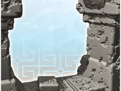Egyptian temple wall ruin 2 - Ancient Classic Old Archaic Histor 3D print model