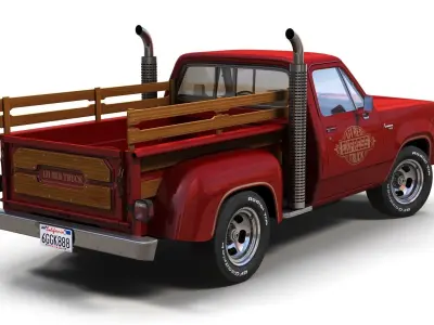 1976 Dodge Lil Red Express truck Low-poly 3D model
