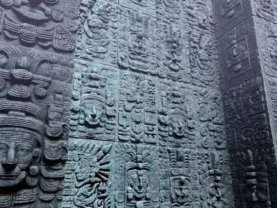 Low poly Black Mayan Temple Wall 230719 Low-poly 3D model