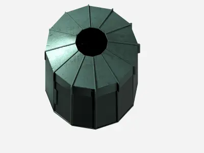 Outdoor street green container gargabe waste bin Low-poly 3D model