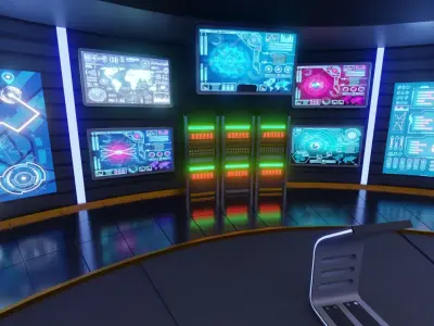 Sci-Fi Command Room Interior 3D Model Low-poly 3D model