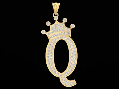 Elegant Crown Oval Pave Pendant for Women  3183 3D print model