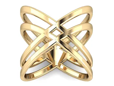 SWARING12 gold ring with three interlocking rings 3D print model