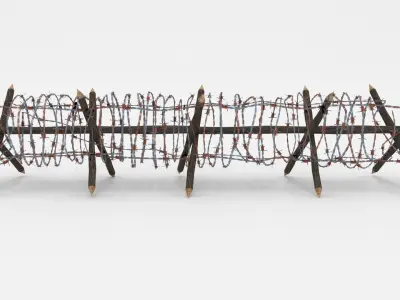Low Poly Barb Wire Obstacle Low-poly 3D model