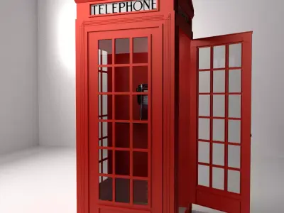 Red Phone Booth 3D model