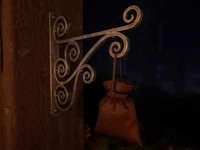 Medieval Store Sign Low-poly 3D model