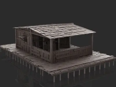 Fantasy Wooden House - Jungle Hut 5 3D model
