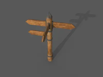 Wooden Sign Low-poly 3D model Low-poly 3D model