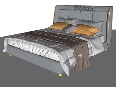 Classic bed  Low-poly 3D model