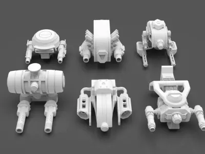 Sci Fi Drones Pack - 6 In 1 - Untextured - Highpoly  3D model