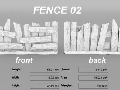 Tabletop Miniatures - Wooden Fence Modulars 3D print model