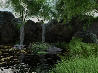 Waterfall Scene 3D model