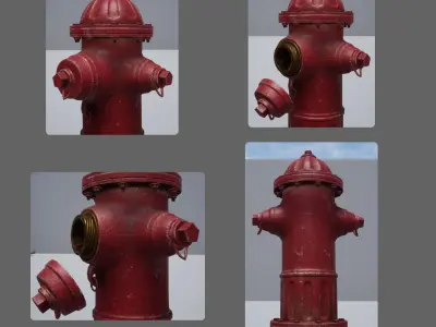 Hydrant new-mid-old Low-poly 3D model