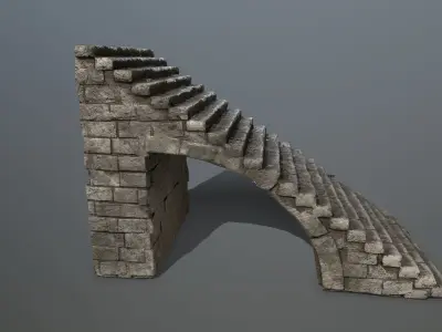 stairs stone wall Low-poly 3D model