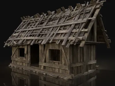 Next Gen AAA Simple Wooden Swamp Hut Low-poly 3D model