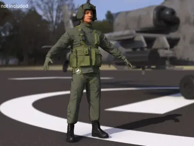  Bell 360 Invictus Helicopter with Pilot Rigged for Maya 