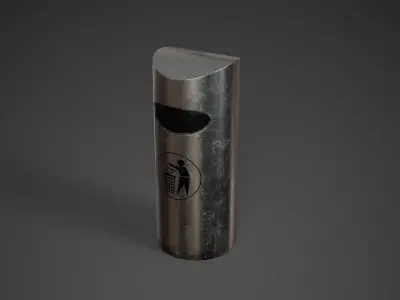 Street Trash Bin Game-Ready Low-poly 3D model