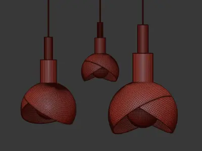 Gold Pendant Light 3D model purchase