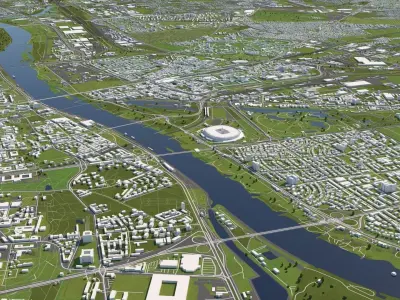 Warsaw Poland 50x50km 3D City Map 3D model