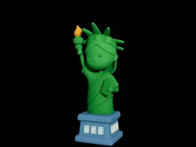 Stylized Statue of Liberty Cartoon Low Poly Landmark Game-Ready Low-poly 3D model