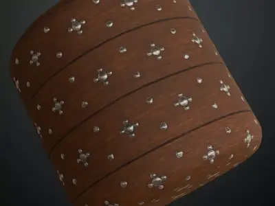 Polished Wood Planks with Ornate Silver Star Studs PBR Seamless Texture