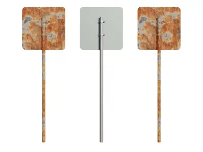 Do Not Enter signs Rusted Old and Clean versions Low-poly 3D model