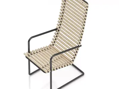 Wooden Chair with Metal Frame 3D model