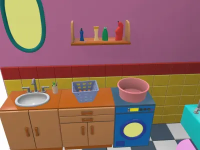 Isometric cartoon bathroom 04 3D model