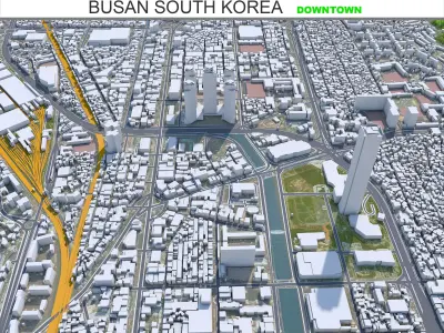 Busan Downtown South Korea Low-poly 3D model