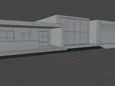 3D Minimalist House with half interior 3D model