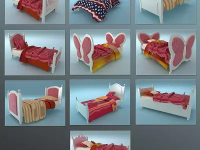 Childrens bed collection 3D model