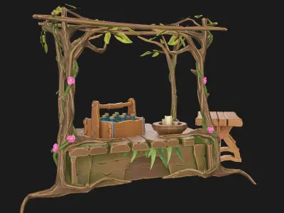 Stylized Druids shop Low-poly 3D model