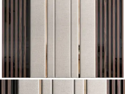 Panel sliding door with stripes 3D model