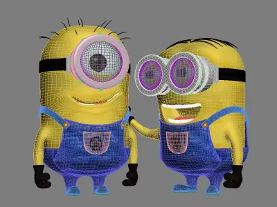 Minion Stuart and  Dave Low-poly 3D model